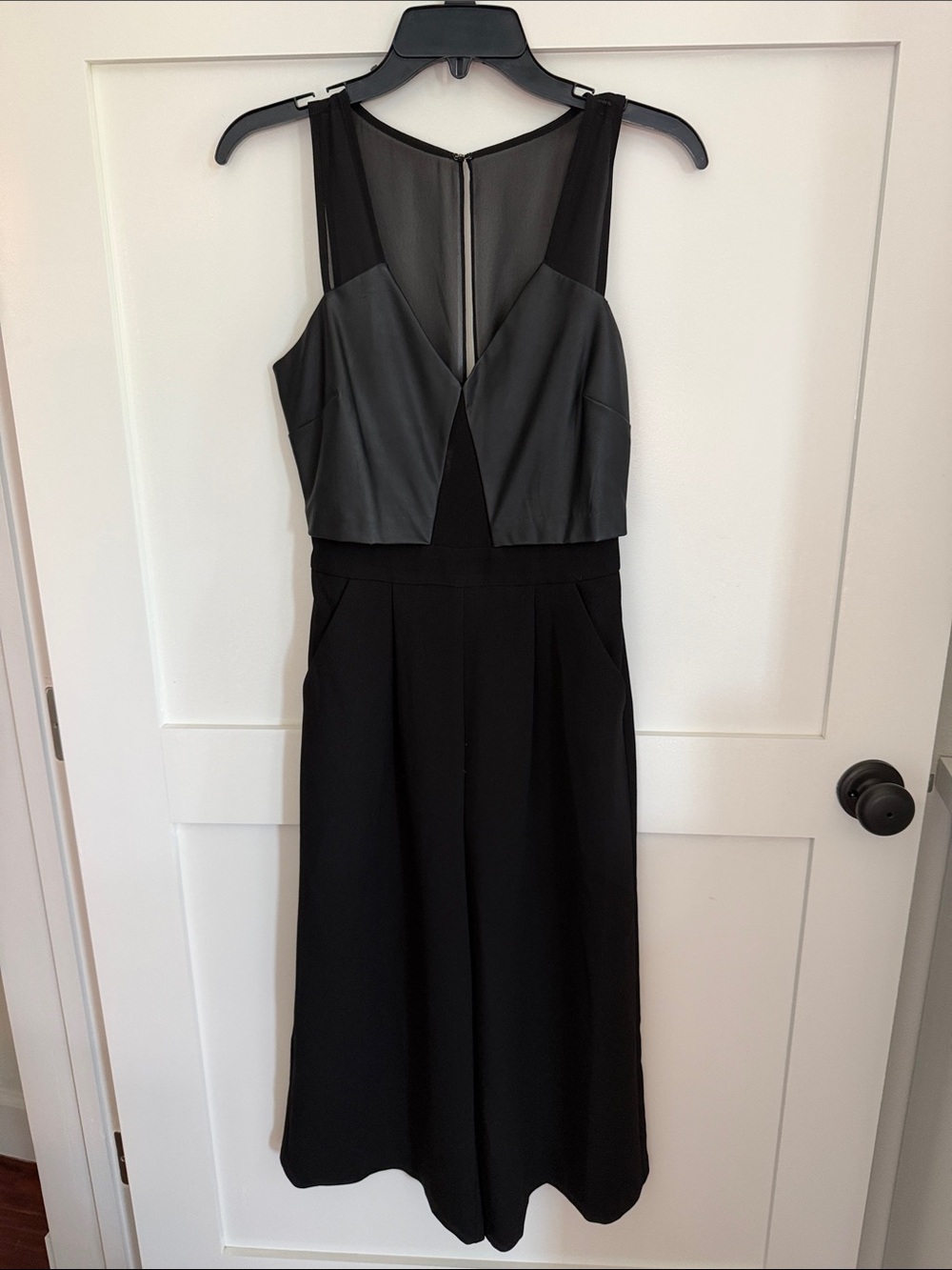 BCBGeneration Black Faux-Leather Bodice Midi Dress